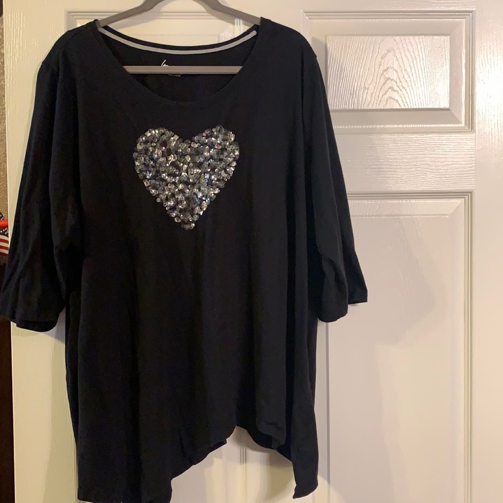 Lane Bryant   Black Tunic Embellished with a Shiny Heart  🤍🤍🤍🤍🤍
